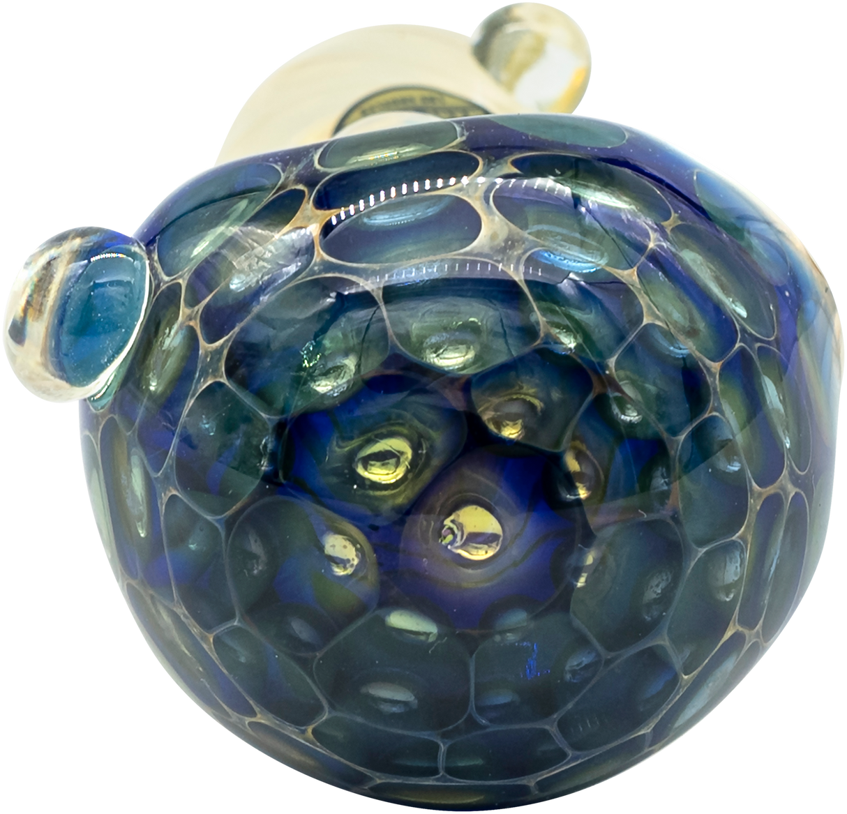 LA Pipes "The Hive" color-changing glass pipe with honeycomb design, top view