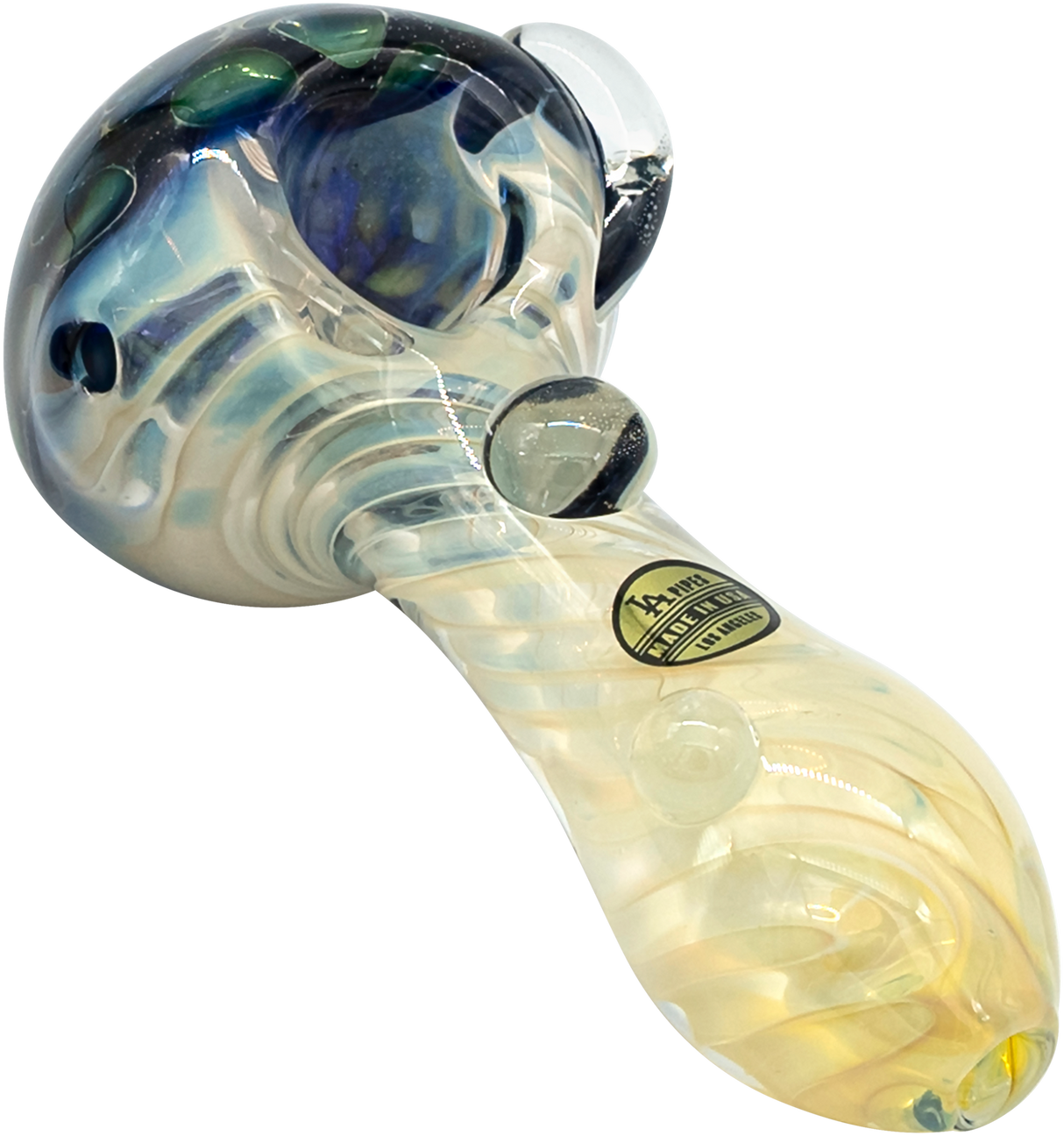 LA Pipes "The Hive" 4" Honeycomb Spoon Pipe with Color Changing Fumed Glass