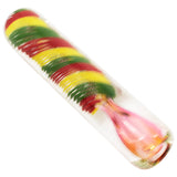 LA Pipes "Rasta Twister" Chillum Pipe with vibrant rasta colors, 3.25" long, top view