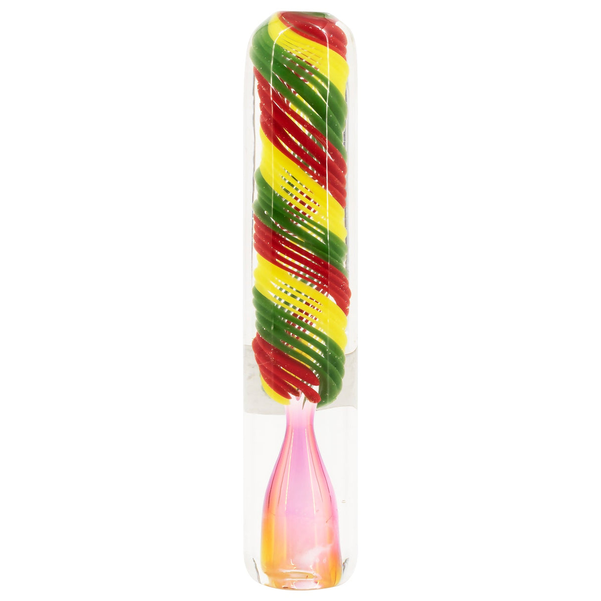 LA Pipes "Rasta Twister" Chillum Pipe, 3.25" Borosilicate Glass, Front View on White
