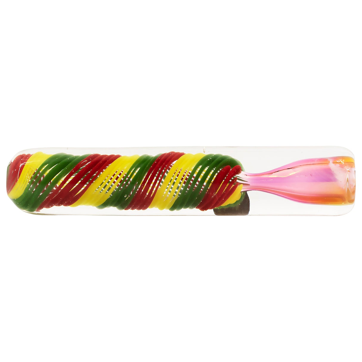 LA Pipes Rasta Twister Chillum Pipe in Borosilicate Glass, Fumed Color Changing Design, 3.25" Length, USA Made
