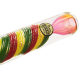 LA Pipes "Rasta Twister" Chillum Pipe, 3.25" borosilicate glass, color-changing design, angled view