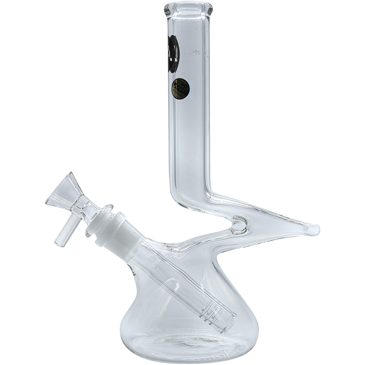 LA Pipes "The Zag" Beaker Zong Style Bong in Clear Borosilicate Glass with Side View