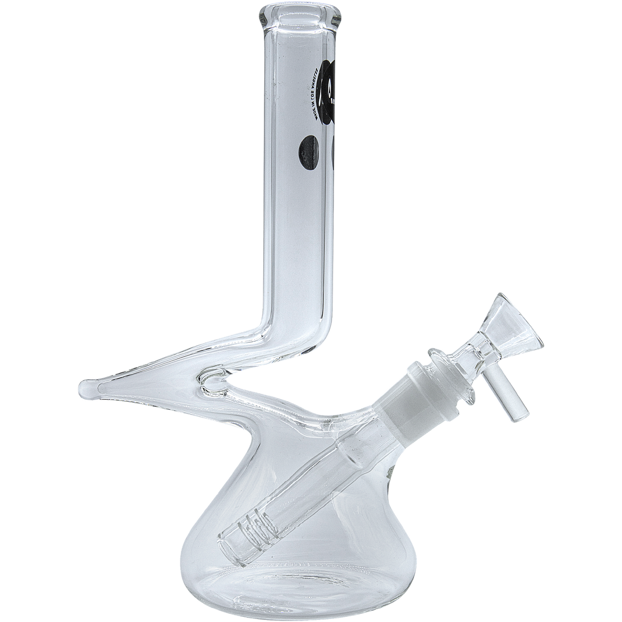 LA Pipes "The Zag" Beaker Zong Style Bong with Clear Borosilicate Glass - Side View