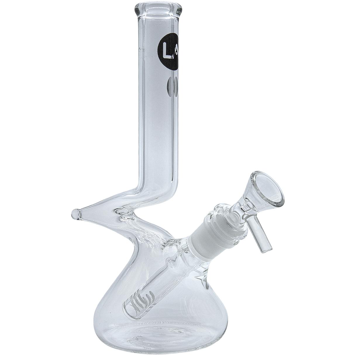LA Pipes "The Zag" Clear Borosilicate Glass Beaker Zong Bong with 18mm Female Joint - Side View