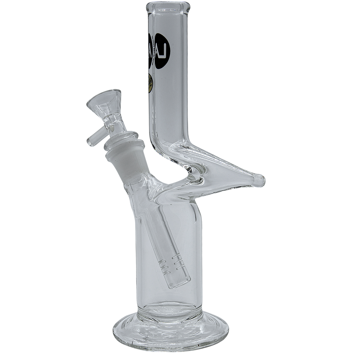 LA Pipes "The Zig" Straight Zong Bong, 8" Height, 26mm Borosilicate Glass, Front View
