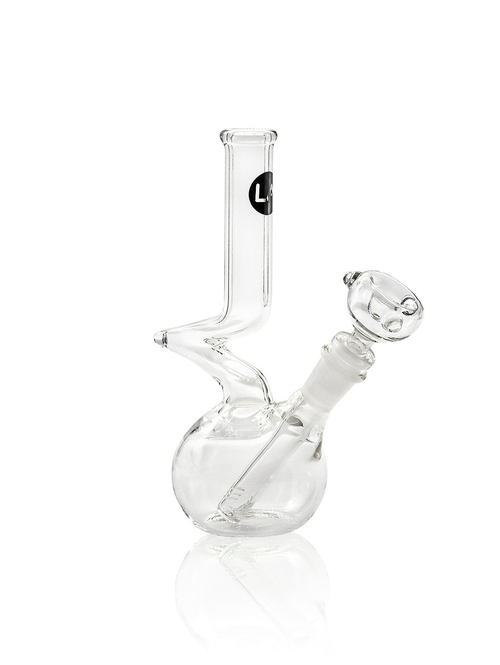 LA Pipes "The Zong" Compact Bong in Borosilicate Glass, 45 Degree Joint, Side View