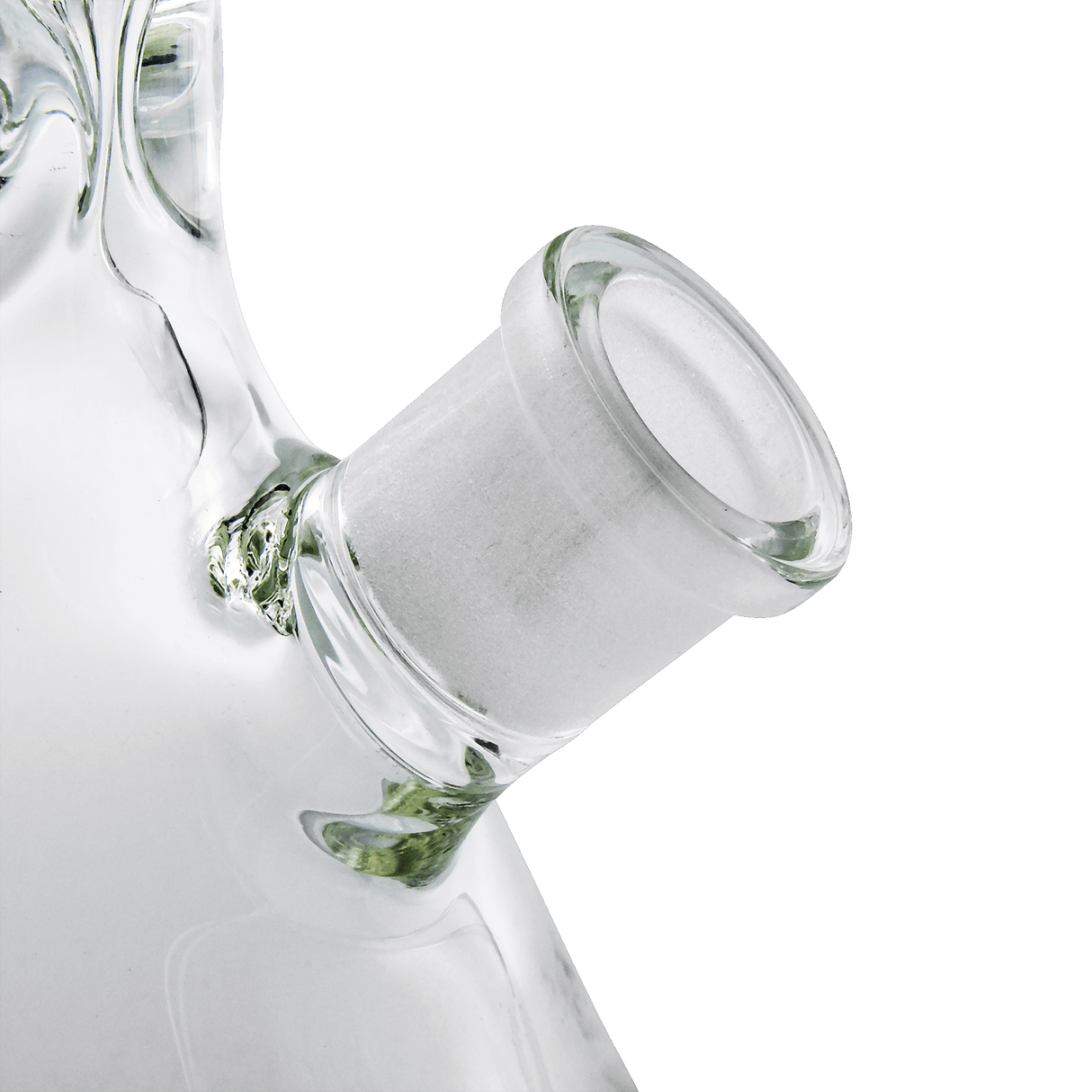 Close-up of LA Pipes Thicc Boy Beaker Bong joint with heavy 9mm borosilicate glass
