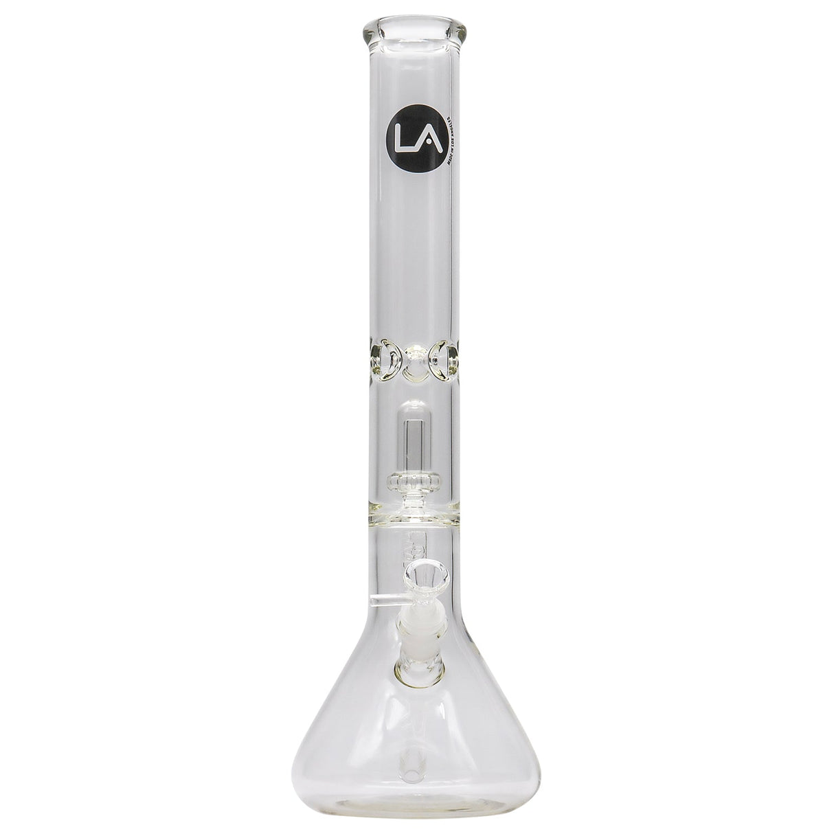LA Pipes Thick Glass Beaker Bong with Showerhead Perc, Front View on White Background