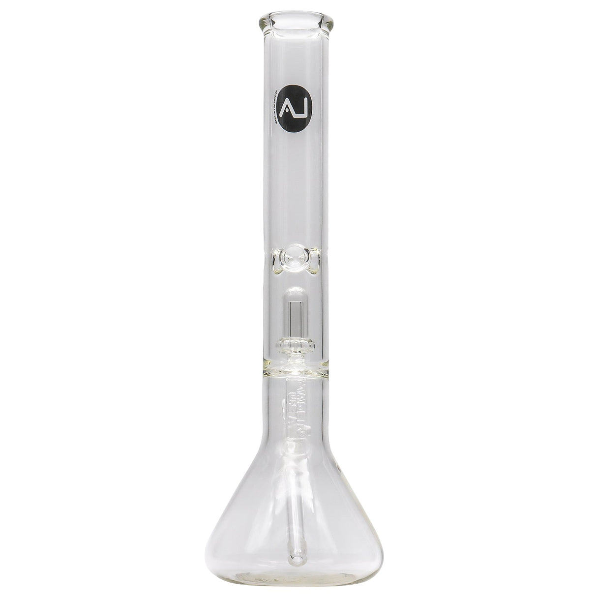 LA Pipes Thick Glass Beaker Bong with Showerhead Perc, 17" Height, Front View on White