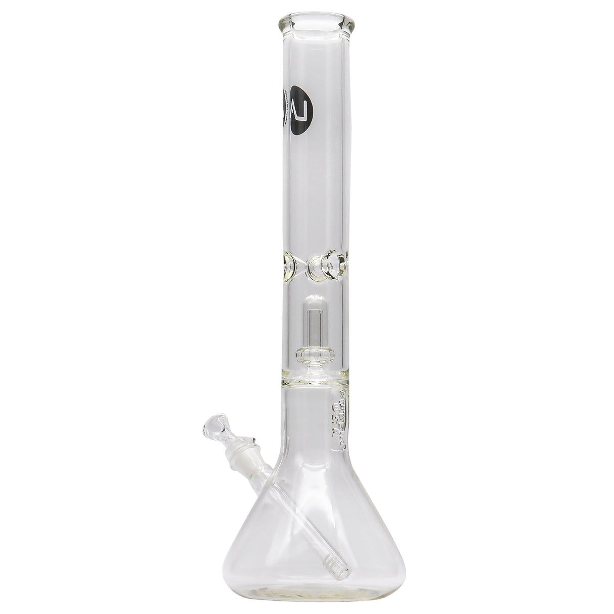 LA Pipes Thick Borosilicate Glass Beaker Bong with Showerhead Perc, 17" Height, Front View