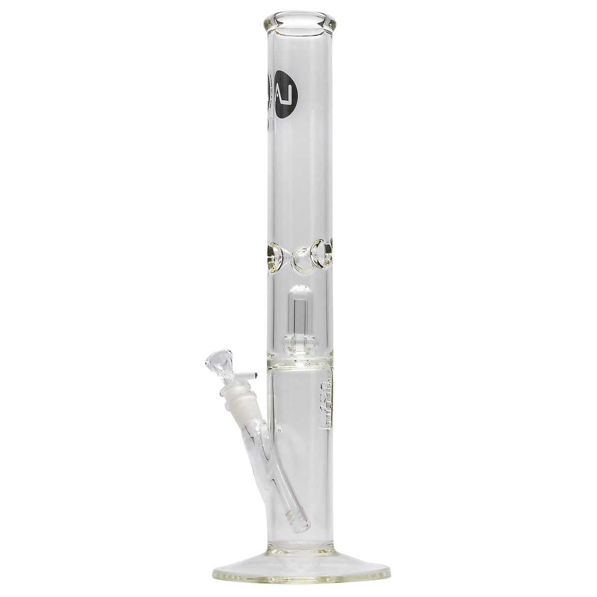 LA Pipes Thick Glass Straight Bong with Showerhead Perc, 18-19mm Female Joint, Front View
