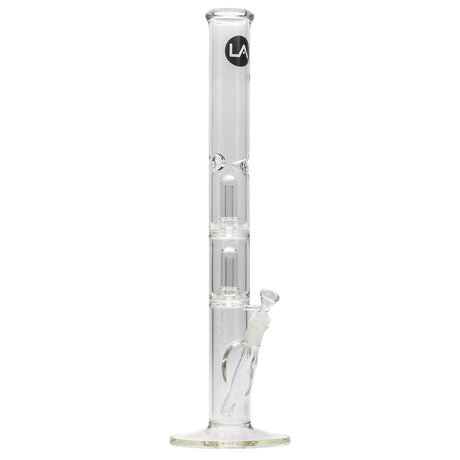 LA Pipes Thick Glass Bong with Showerhead Perc, Straight Design, Front View on White Background