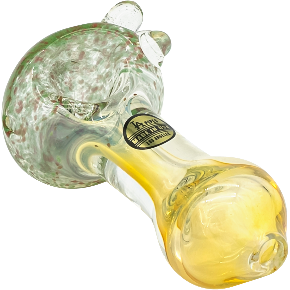 LA Pipes Thick Neck Freckles Spoon Pipe with Fumed Color Changing Glass, Heavy Wall Side View