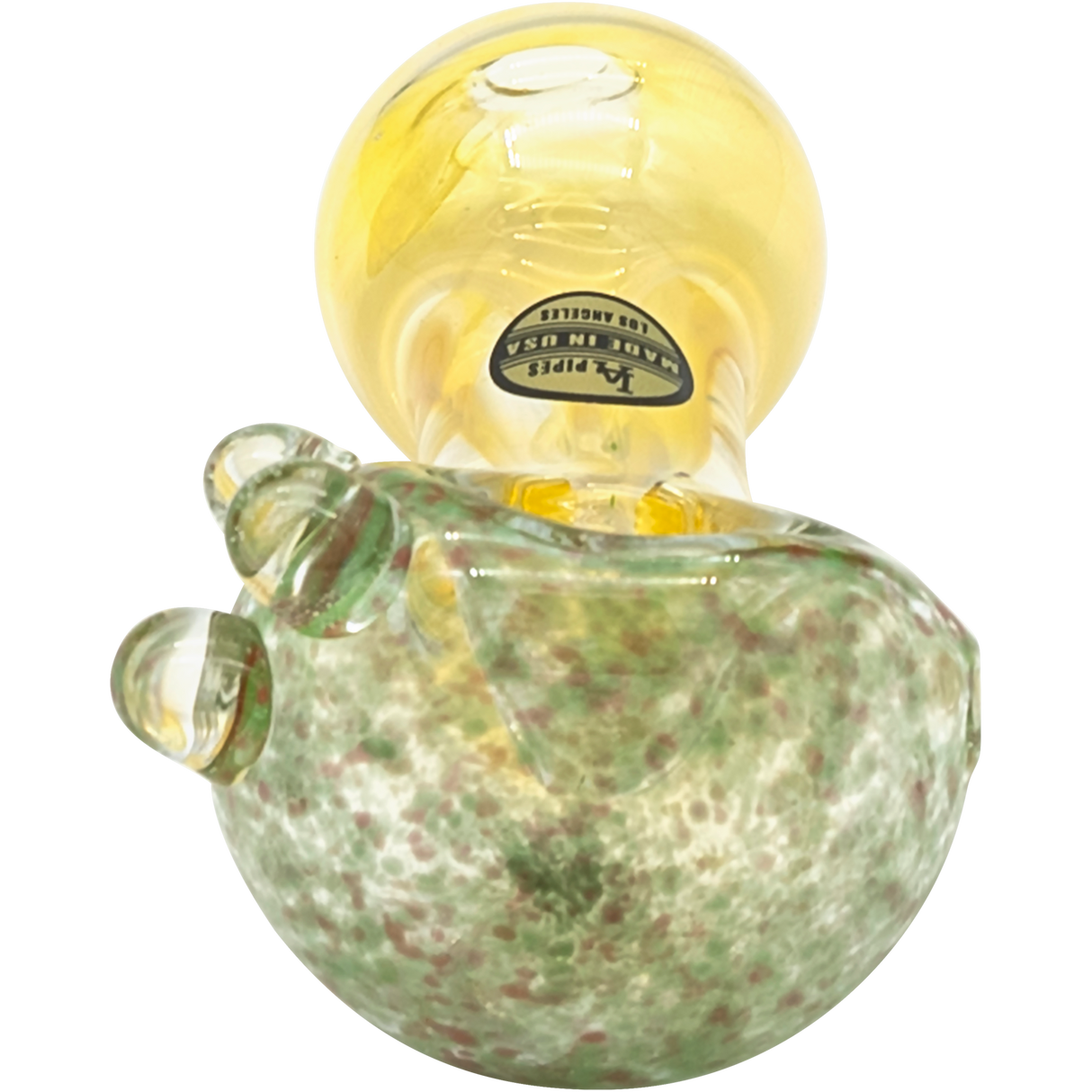 LA Pipes Thick Neck Freckles Spoon Pipe, Fumed Color Changing Glass, Top View