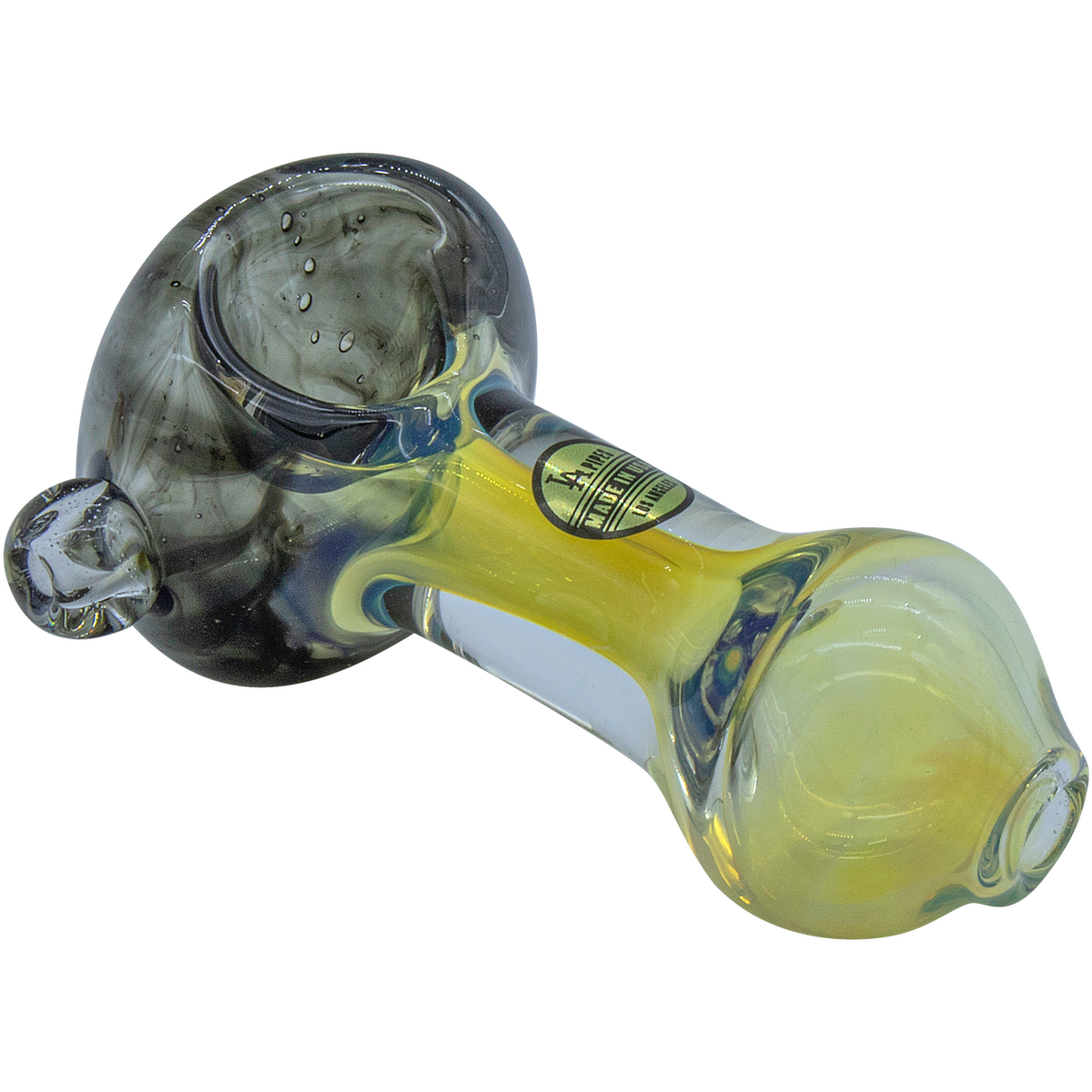 LA Pipes "Thick Neck" Spoon Pipe in Black, Fumed Color Changing Borosilicate Glass, 3" Length
