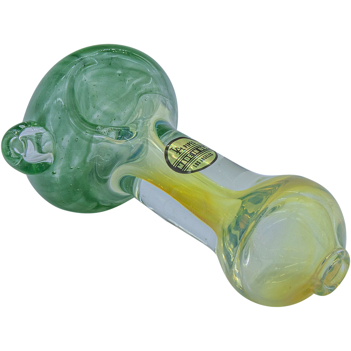 LA Pipes Thick Neck Spoon Pipe in Fumed Color Changing Green, Heavy Wall Borosilicate Glass, 3" Length