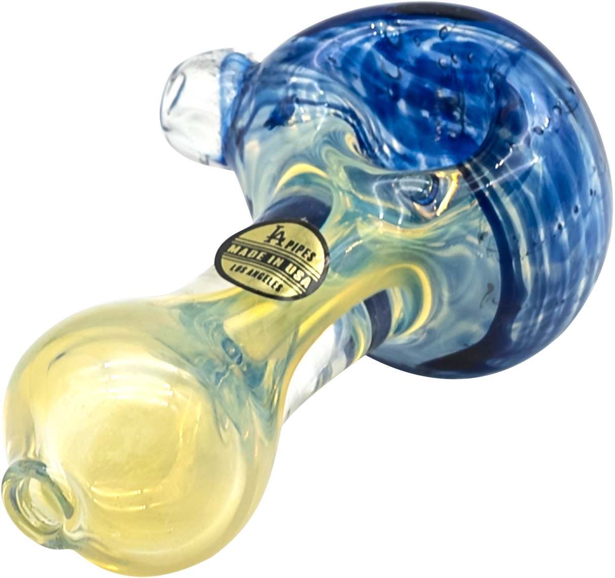 LA Pipes Thick Neck Spoon Pipe, Fumed Color Changing, Heavy Wall Glass, Side View