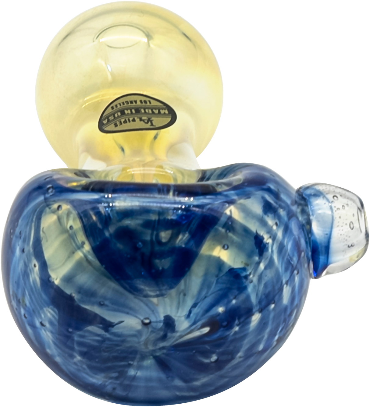 LA Pipes "Thick Neck" Spoon Pipe in Fumed Color Changing design, 3" length, heavy wall borosilicate glass, side view