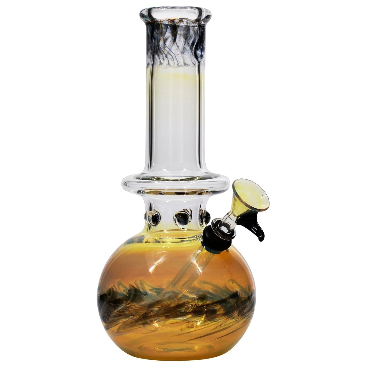 LA Pipes "Time Traveler" Silver Fumed Bubble Bong with Black Accents, Front View