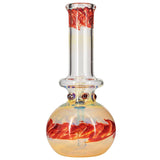 LA Pipes "Time Traveler" Silver Fumed Bubble Bong, orange accents, 8" tall, front view