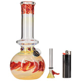 LA Pipes "Time Traveler" Silver Fumed Bubble Bong with Pull-Stem, Orange Swirl, 8" Tall