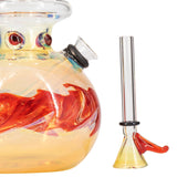 LA Pipes "Time Traveler" Silver Fumed Bubble Bong with Orange Swirls and Pull-Stem