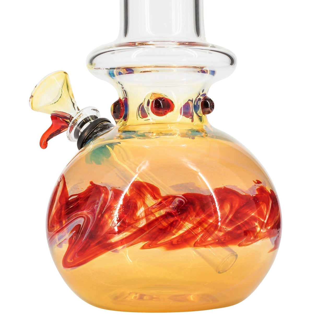 LA Pipes 'Time Traveler' Silver Fumed Bubble Bong with Orange Swirl Design