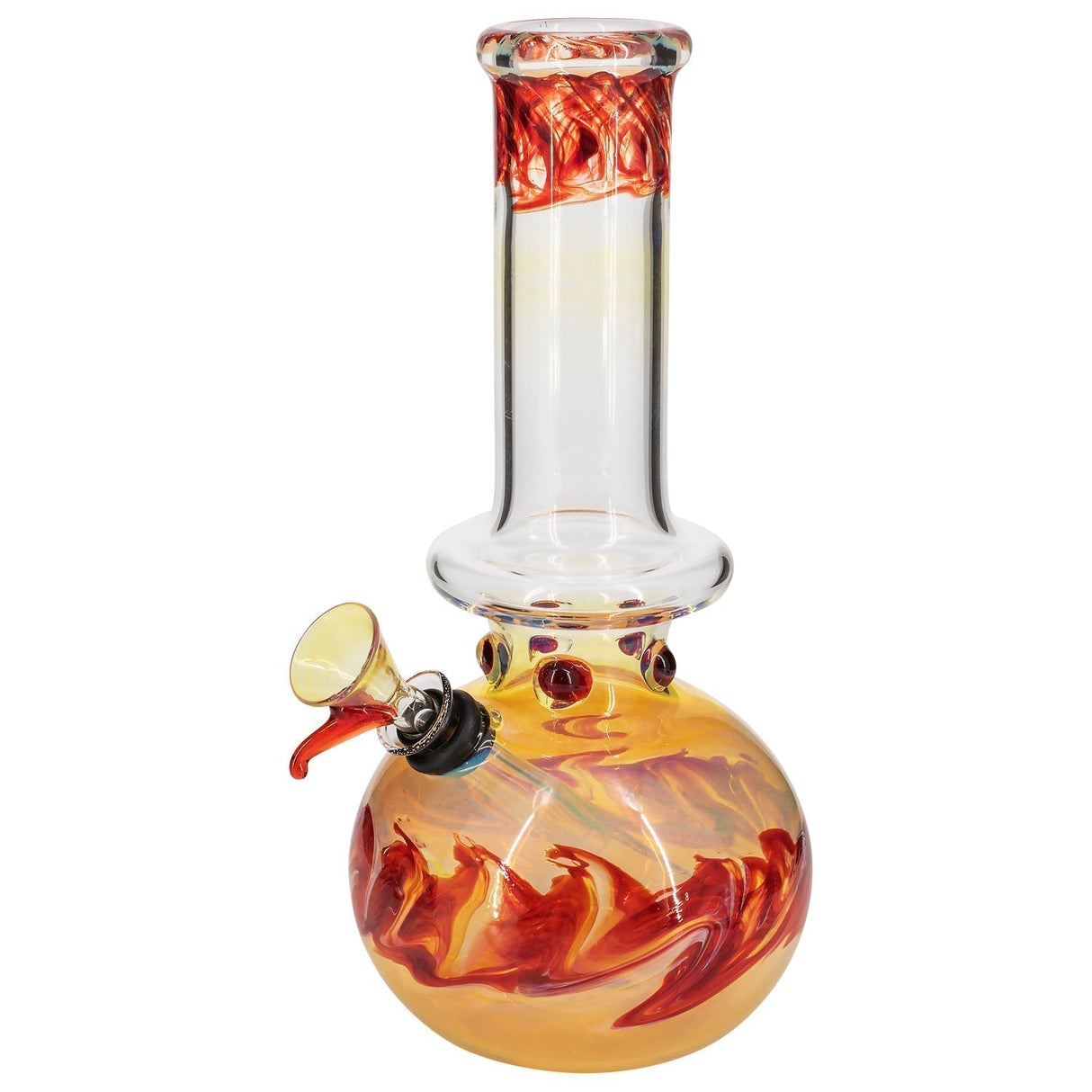 LA Pipes Time Traveler Silver Fumed Bubble Bong with Orange Accents, Front View