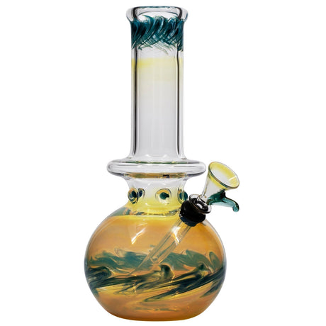 LA Pipes "Time Traveler" Silver Fumed Bubble Bong in Teal, 8" with Grommet Joint