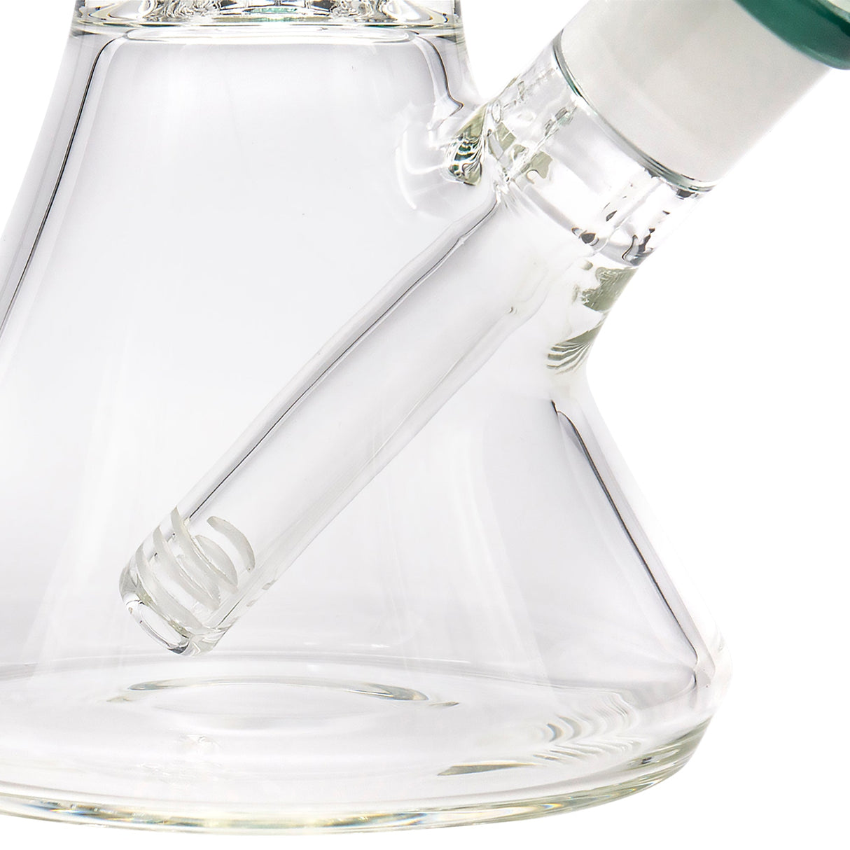 Close-up of LA Pipes "Vector" Beaker Bong with Shower-Head Perc, 5mm Borosilicate Glass