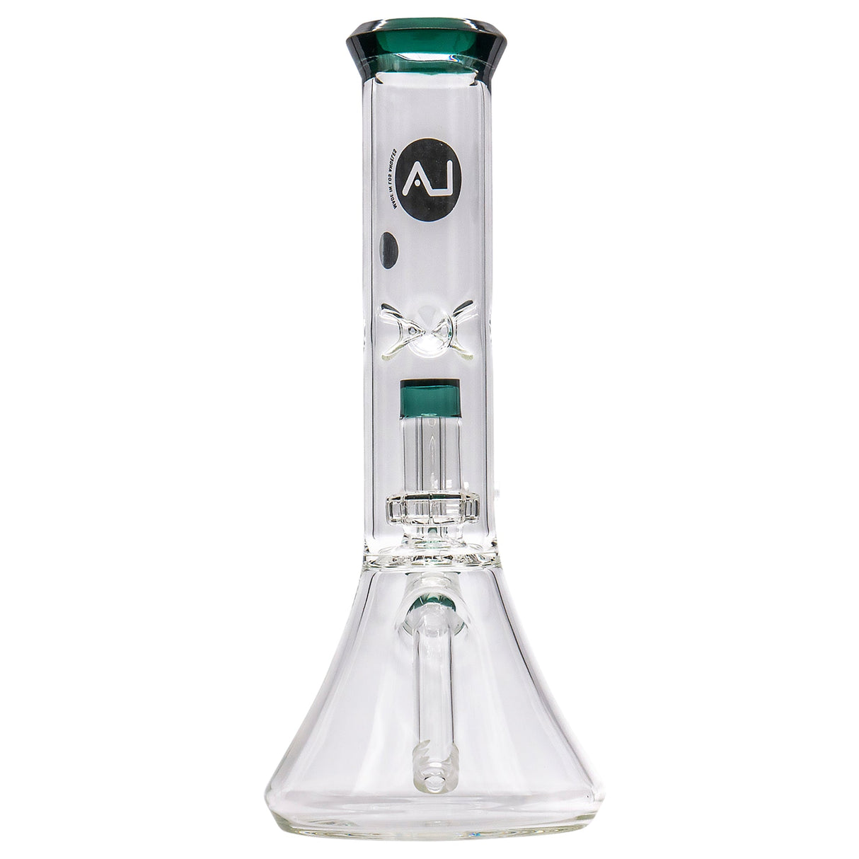 LA Pipes "Vector" Shower-Head Perc Bong with Beaker Design, 11" Height, Front View