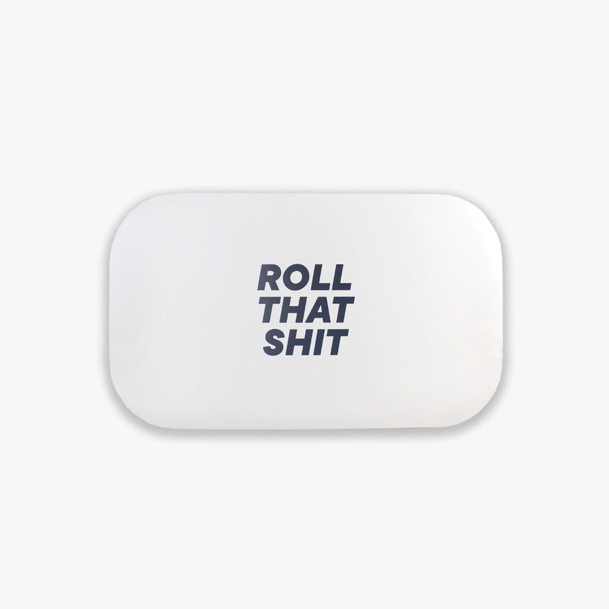 Ugly House Large Rolling Tray with Lid featuring 'Roll That Shit' slogan, 10.6x6.3, front view