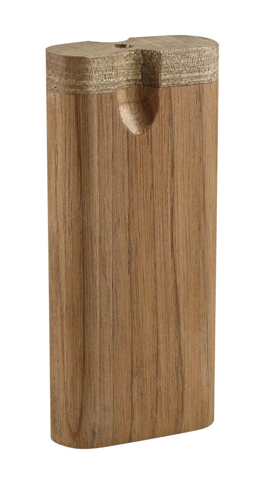 Large Walnut Smoke Stopper Dugout with Chillum - Front View, Portable Design