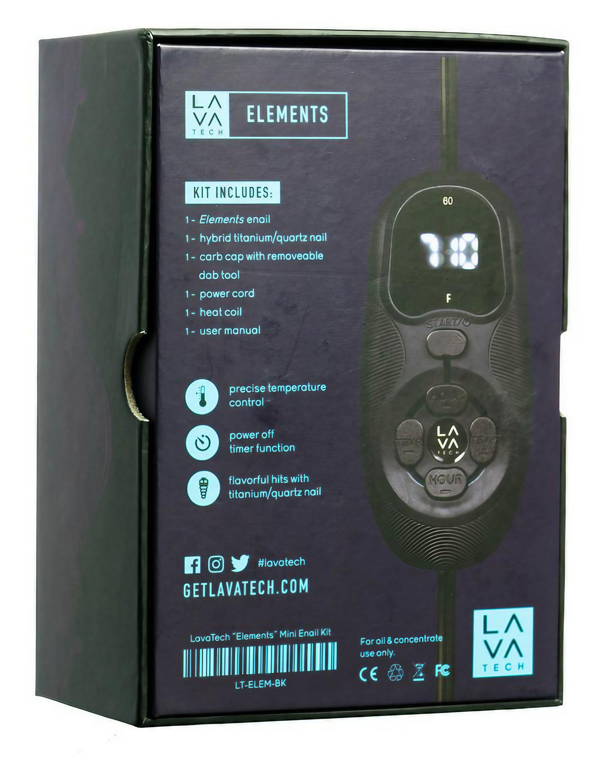 LavaTech "Elements" Mini E-Nail Kit packaging with digital temperature control display