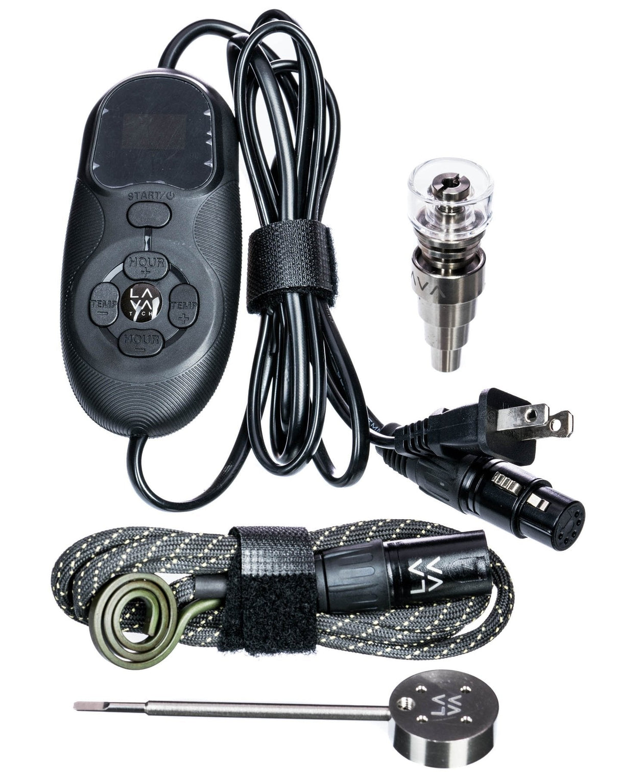 LavaTech Elements Mini E-Nail Kit with Titanium Nail and Digital Controller on White Background