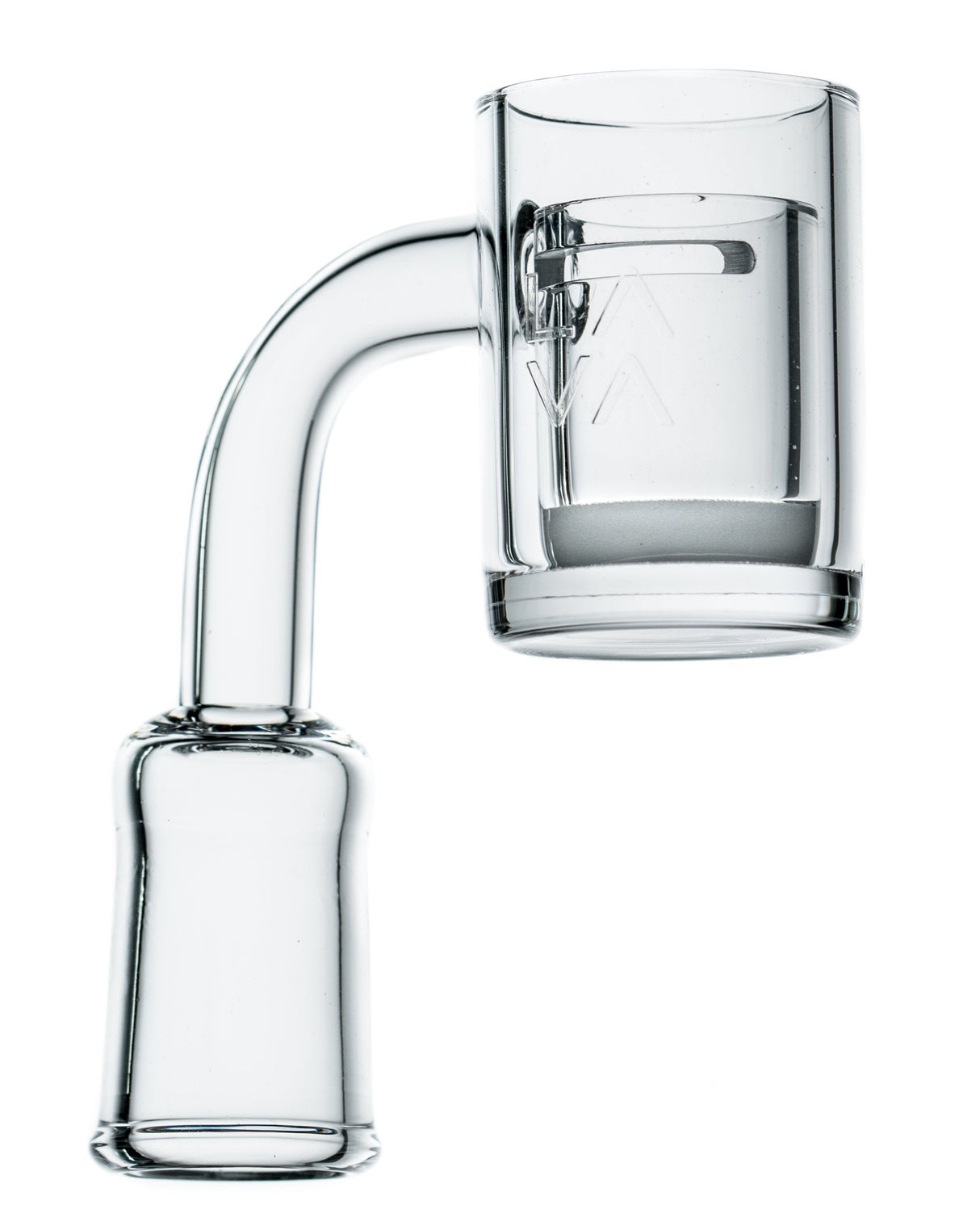 LavaTech Polished Quartz Banger Nail with Opaque Cup Insert, 90° Angle, Side View on White Background