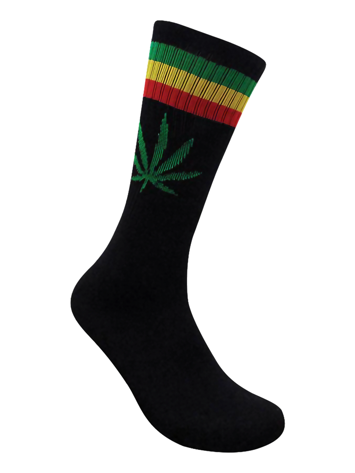 Leaf Republic Black Rasta Weed Socks with Cannabis Leaf Design - Side View