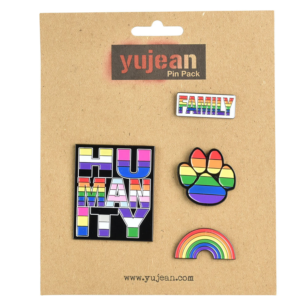 LGBTQ Enamel Pin Pack - Set of 4 with Rainbow and Pride Designs