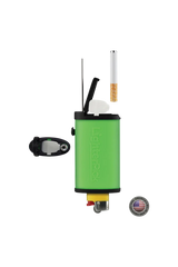 LighterPick All-In-One Waterproof Dugout, green, compact design with one-hitter and lighter, front view