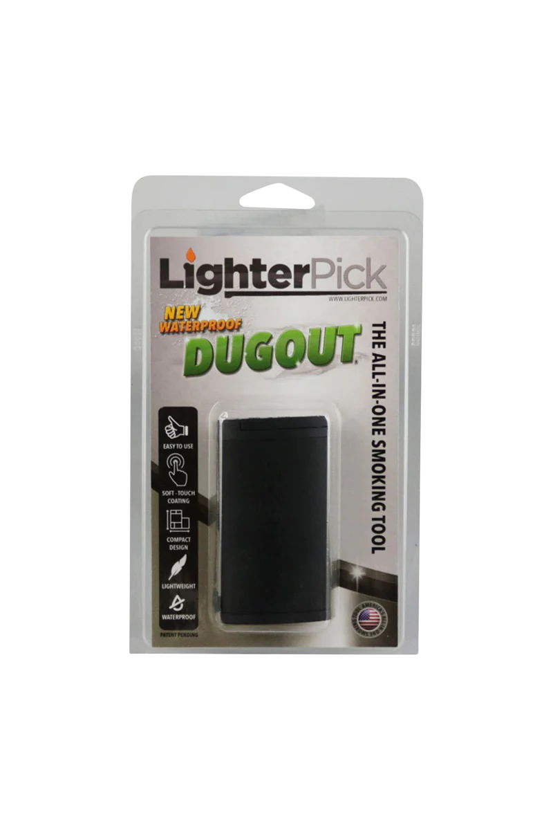 LighterPick Waterproof Smoking Dugout, 3.5" compact and portable design, front view packaging