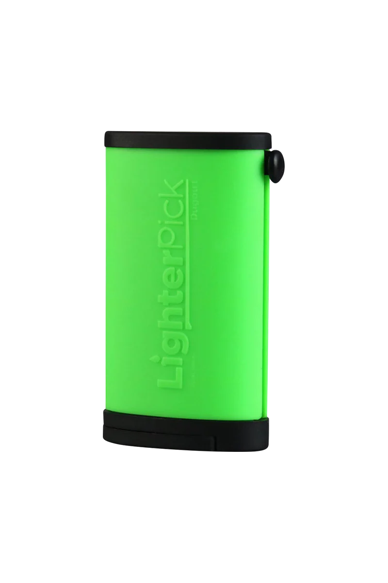 Green LighterPick All-In-One Waterproof Smoking Dugout, compact with storage, front view