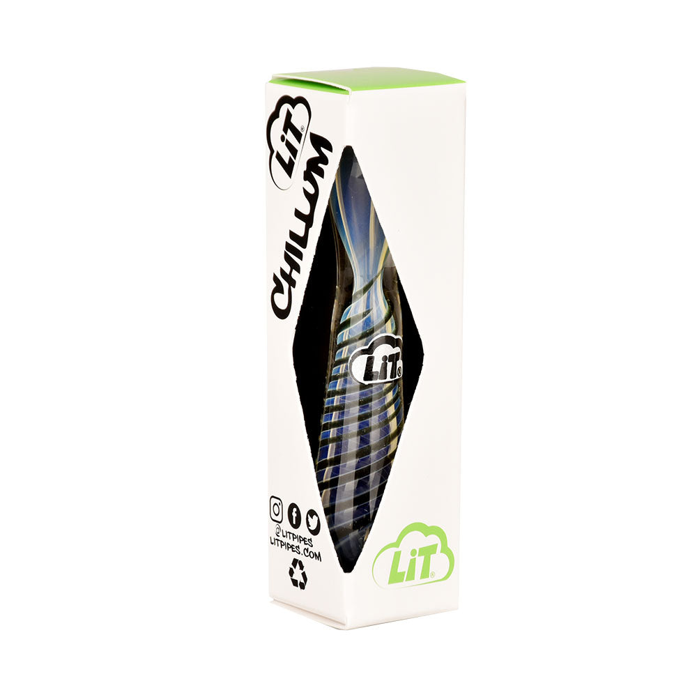 LiT Spiral Striped Glass Chillum Display Box featuring 3.25" Hand Pipes in Assorted Colors