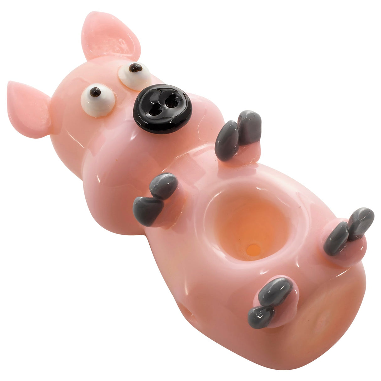 LA Pipes Little Piggy Hand Pipe in Pink - 4" Borosilicate Glass Spoon Pipe for Dry Herbs, USA Made