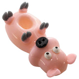 LA Pipes Little Piggy Hand Pipe in Pink - Top View with Deep Bowl for Dry Herbs