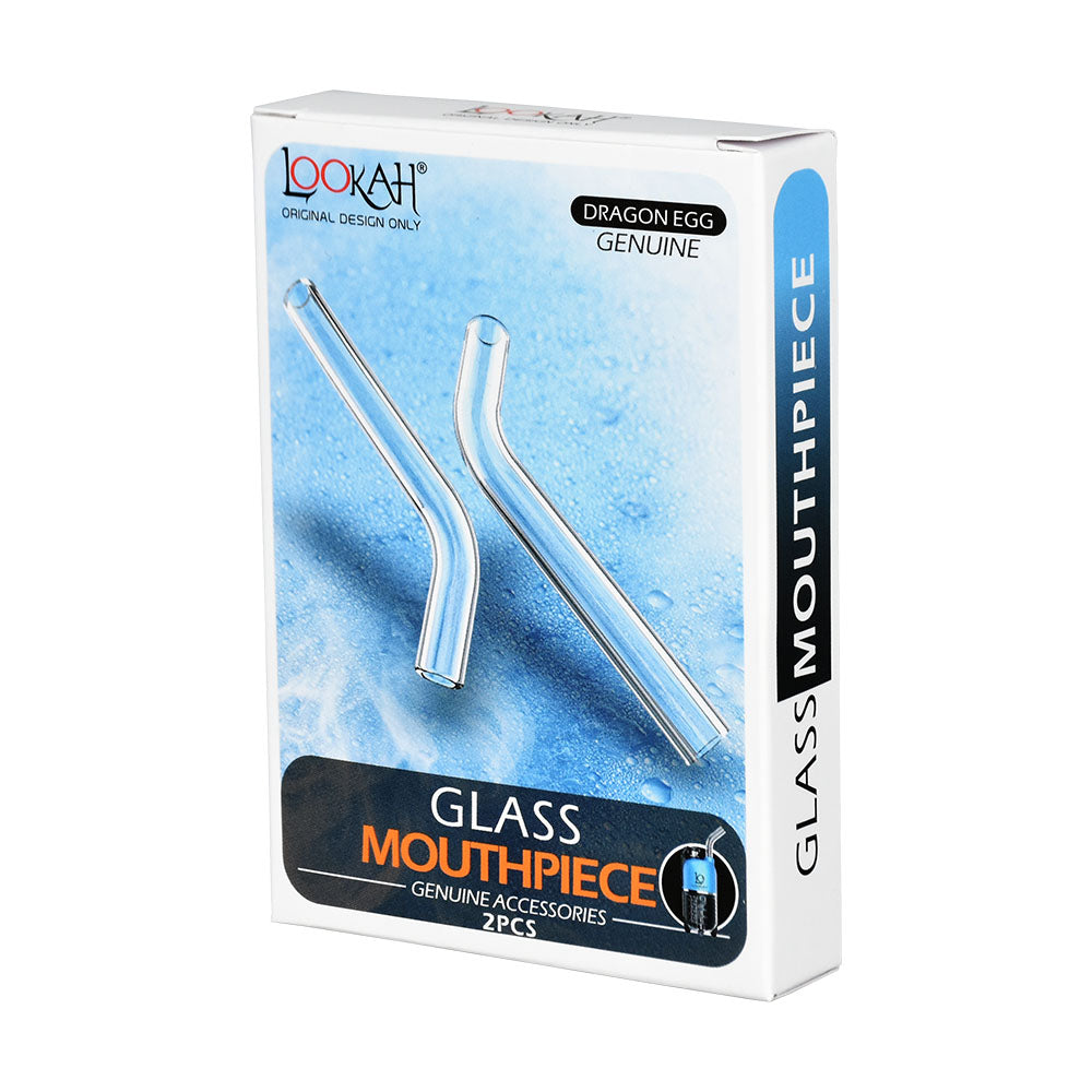 Lookah Dragon Egg Replacement Glass Mouthpiece 2-Pack, Clear Borosilicate, Front Box View