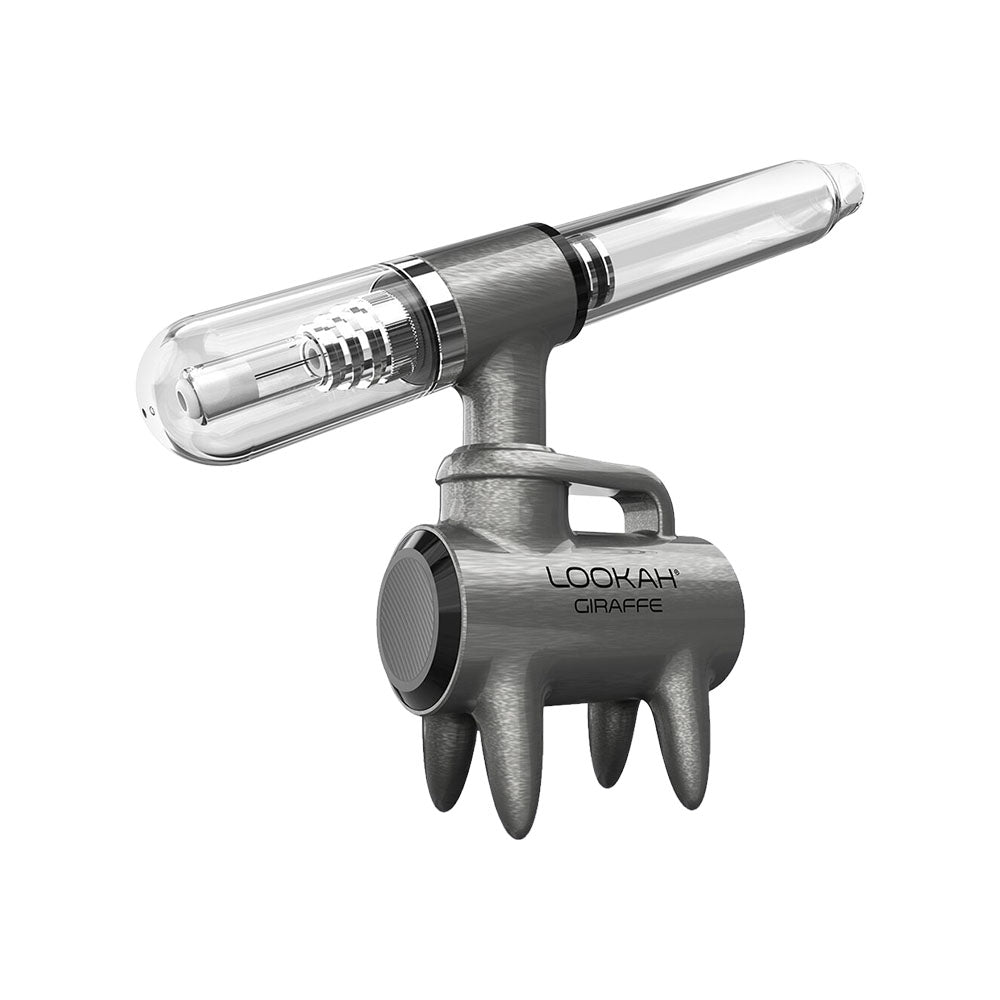 Lookah Giraffe Nectar Collector in Gray, 650mAh battery, side view with clear glass tip