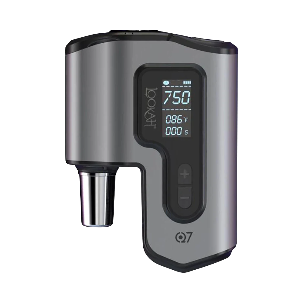 Lookah Q7 Portable Mini Enail Dab Kit in Gray with Digital Display, Side View