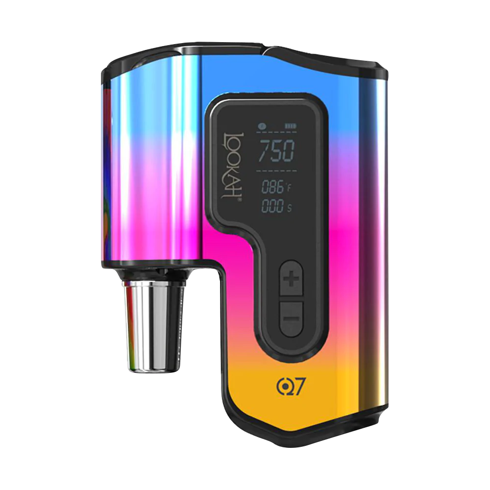 Lookah Q7 Mini Enail Dab Kit in rainbow finish with digital display, side view