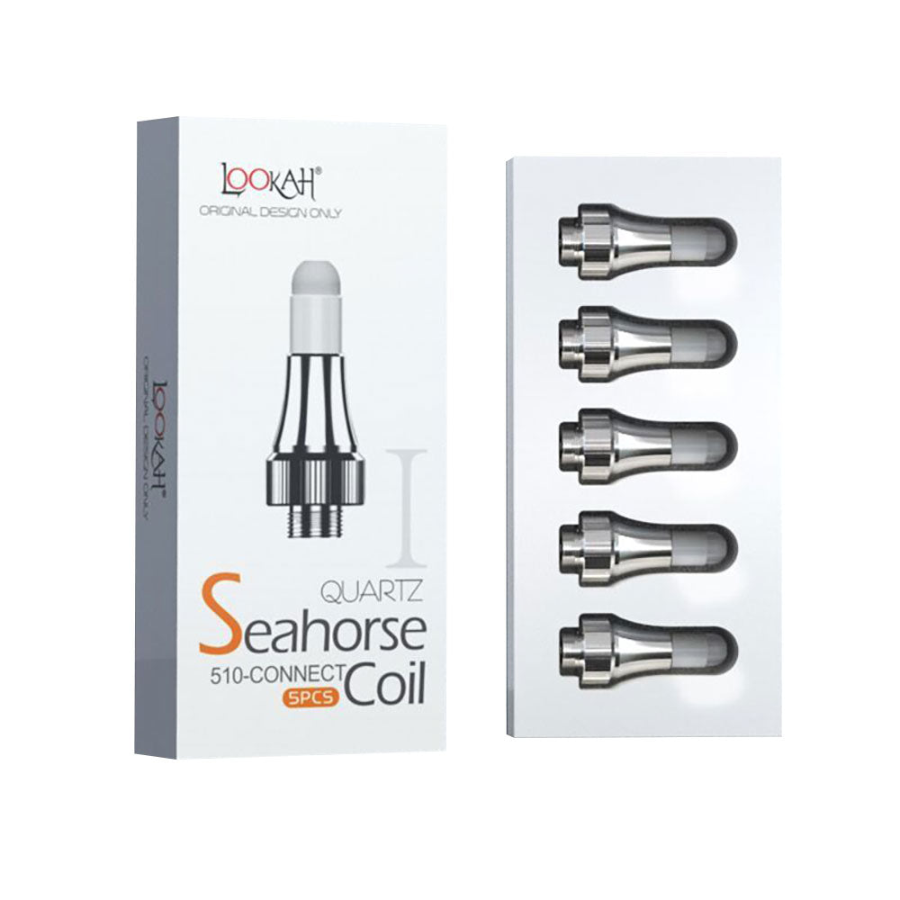Lookah Seahorse PRO Quartz Coil 5-Pack, high-quality vape replacement parts, front view on white